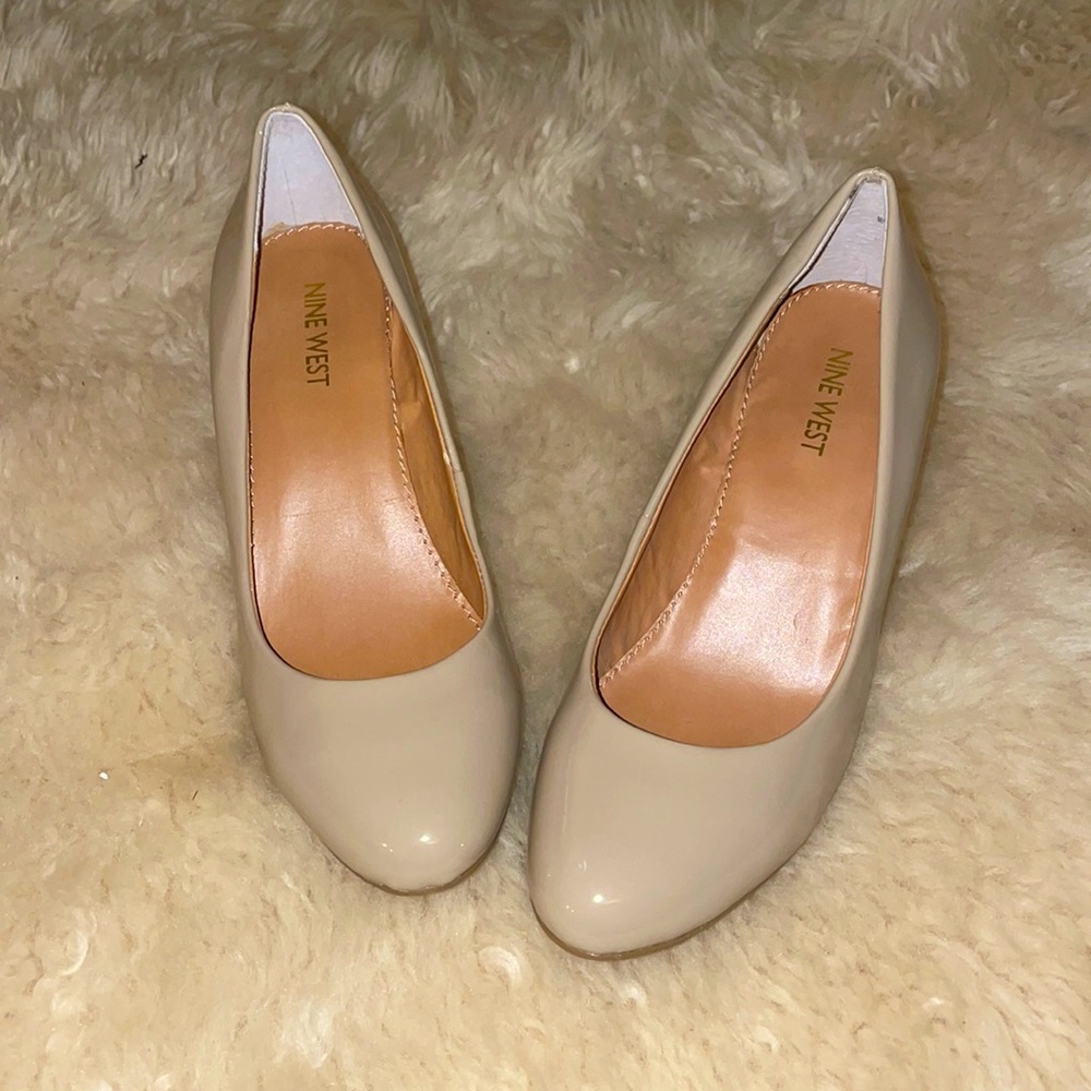 Nine West Patent Leather Nude Highway3y Wedges